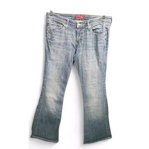 Levis 524 Jeans  11  Blue Too Superlow Rise Flare Stretch Denim Y2k Flap Pockets